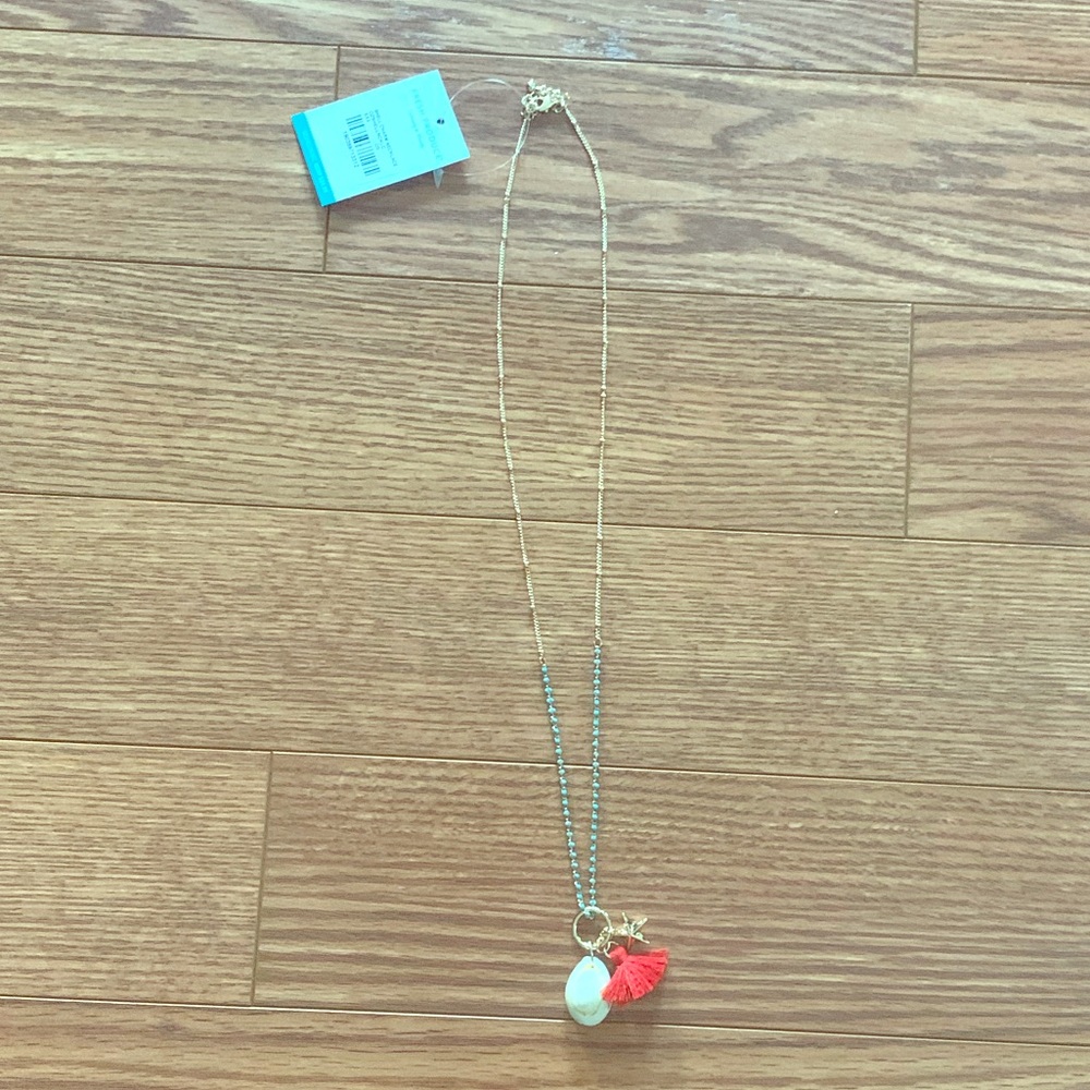 NWT Long Necklace with Shell and Tassel Charms